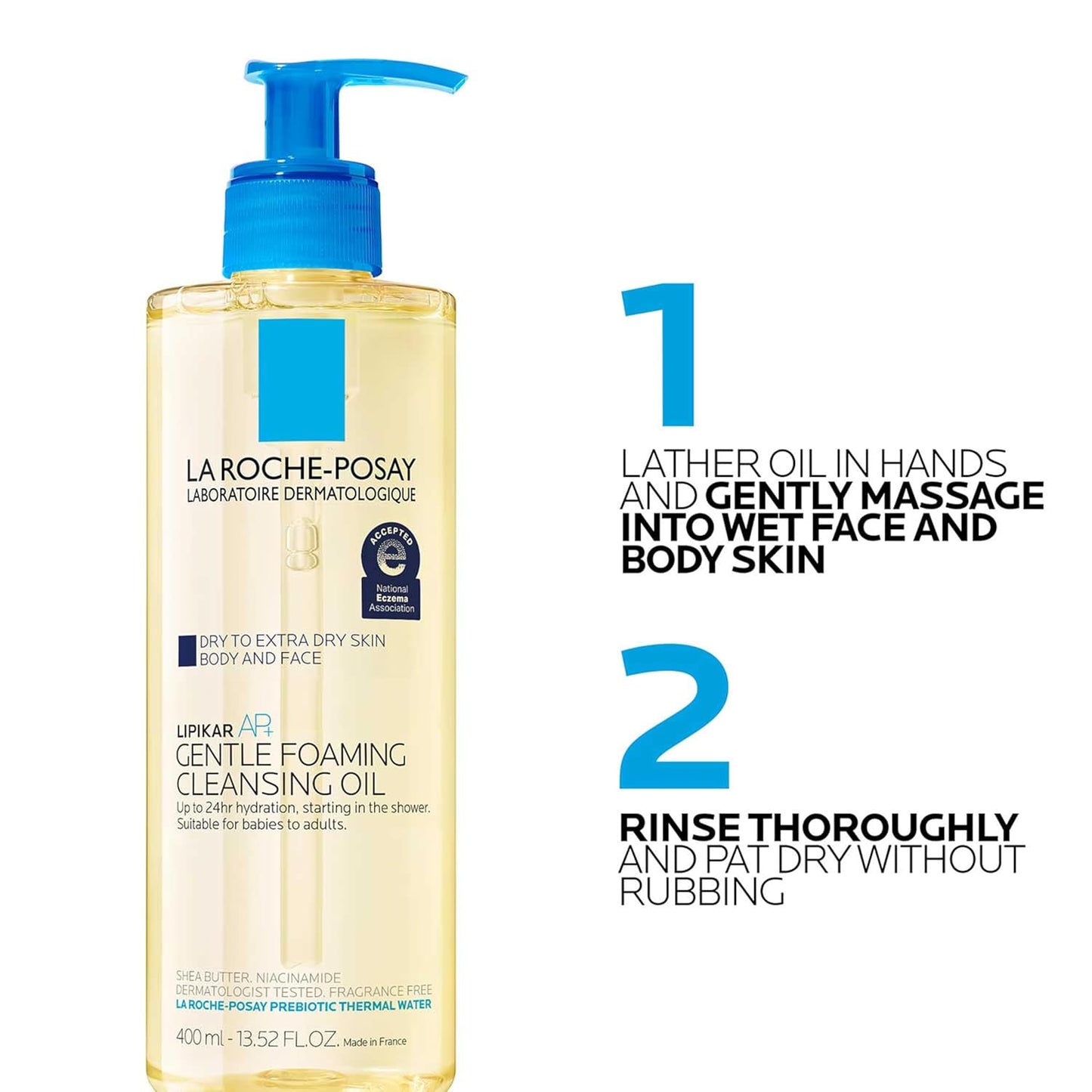 La Roche-Posay Lipikar AP+ Gentle Foaming Cleansing Oil | 24-Hour Hydration, Baby Safe, Fragrance-Free