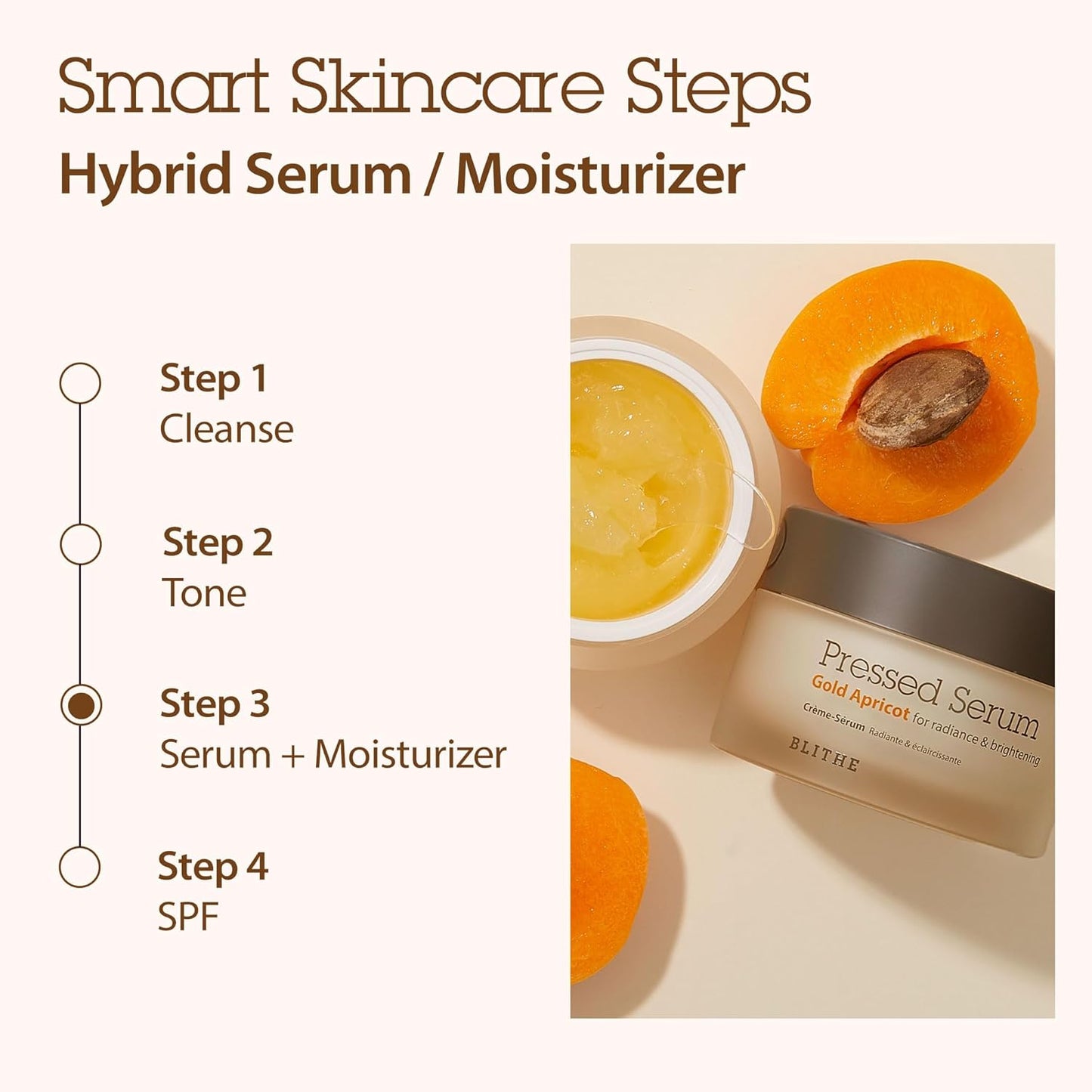 BLITHE Pressed Serum Glass Skin | Apricot Extract & Niacinamide Hybrid Serum & Moisturizer | Korean Skincare 0.91 fl oz