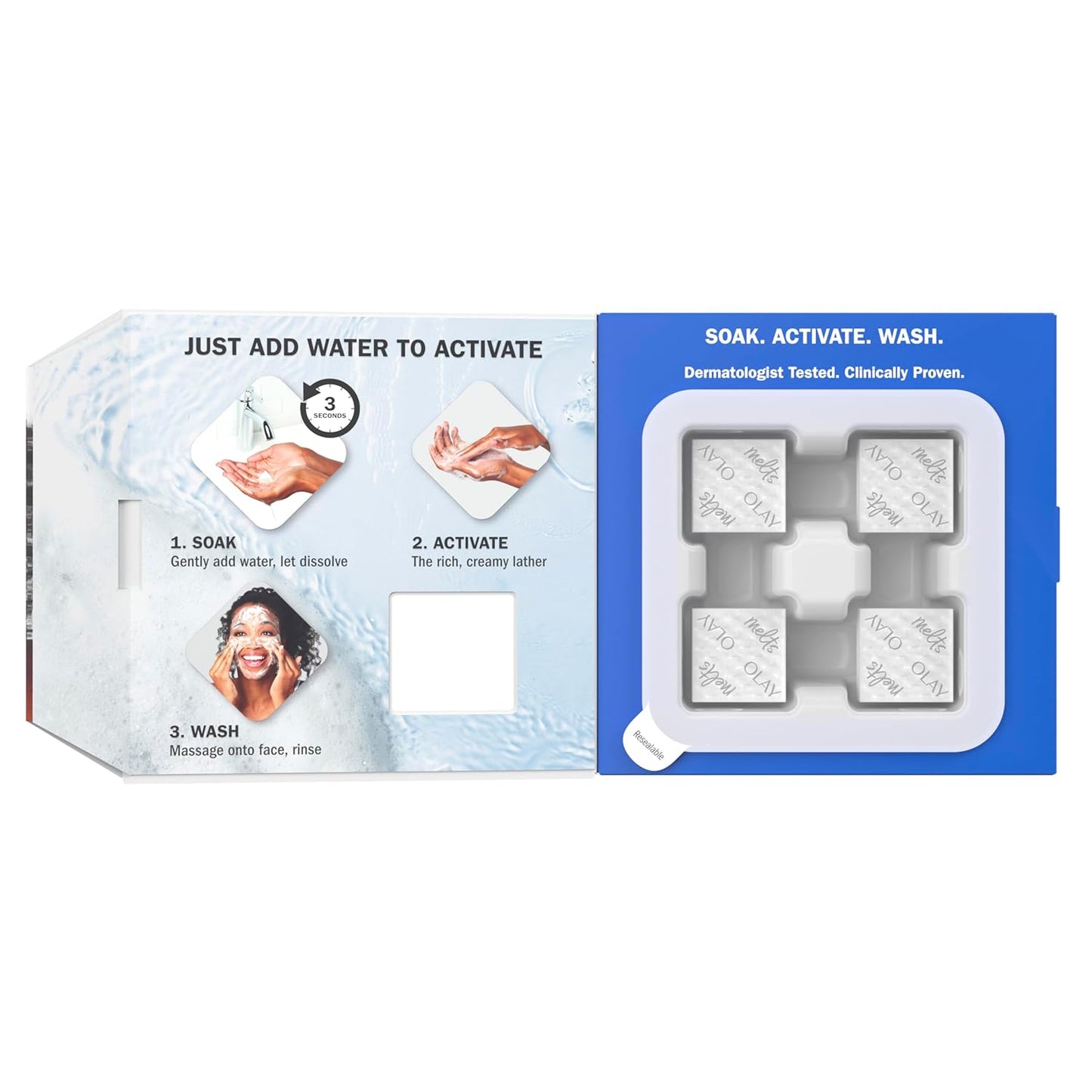 Olay Hyaluronic Acid Cleansing Melts – Fragrance-Free Daily Face Wash Pads, Gentle Cleanser for All Skin Types, Travel-Friendly 64ct (2-Pack)