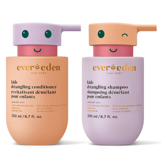 Evereden Kids Haircare Set – Gentle Detangling Shampoo & Conditioner with Plant Protein & Argan Oil | Vegan, Tear-Free & Sulfate-Free (Ages 3+)t