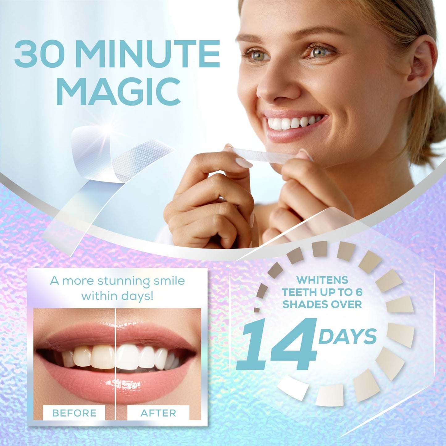 Venus Visage Teeth Whitening Strips – Professional 14-Day Kit, 28 Mint Flavored Strips | Enamel-Safe, No Sensitivity