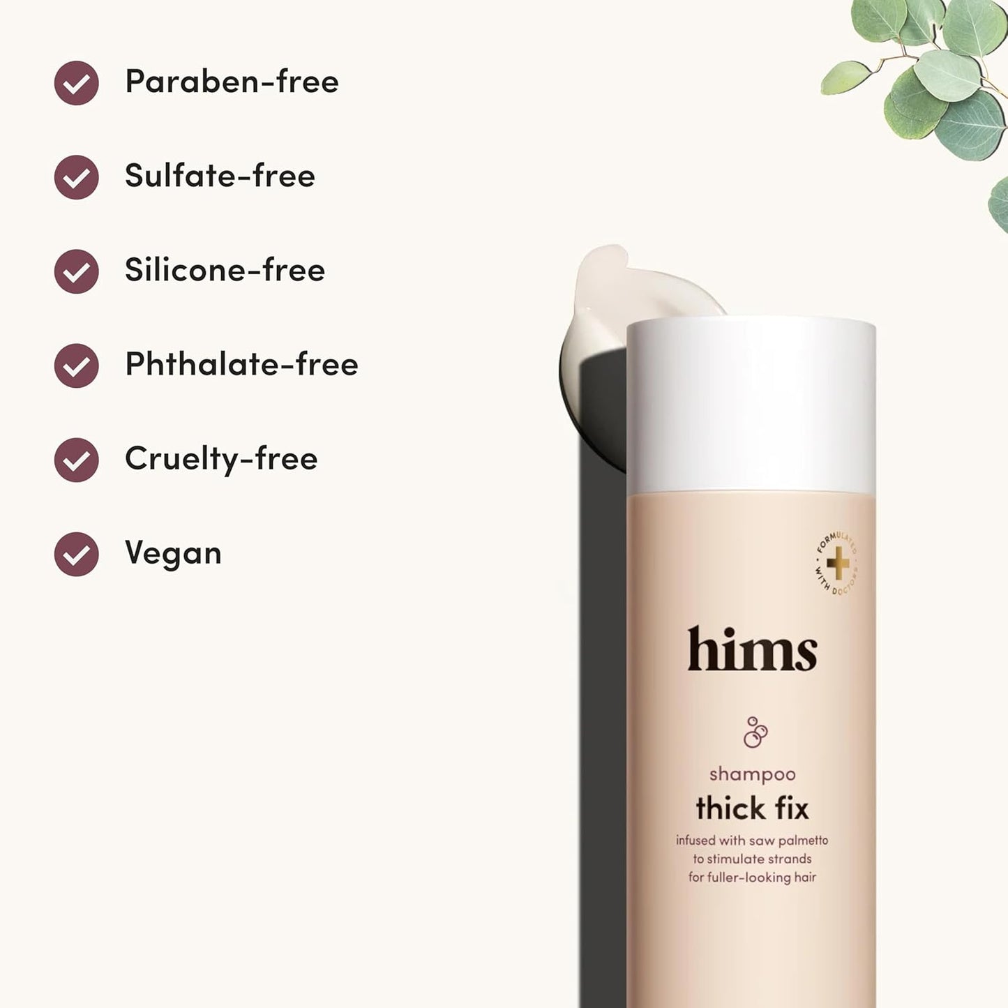 Hims Thick Fix Shampoo & Conditioner Set – Thickening Hair Care with Saw Palmetto & Niacinamide, Vegan & Sulfate-Free (2 x 6.4 fl oz, Eucalyptus Grove)