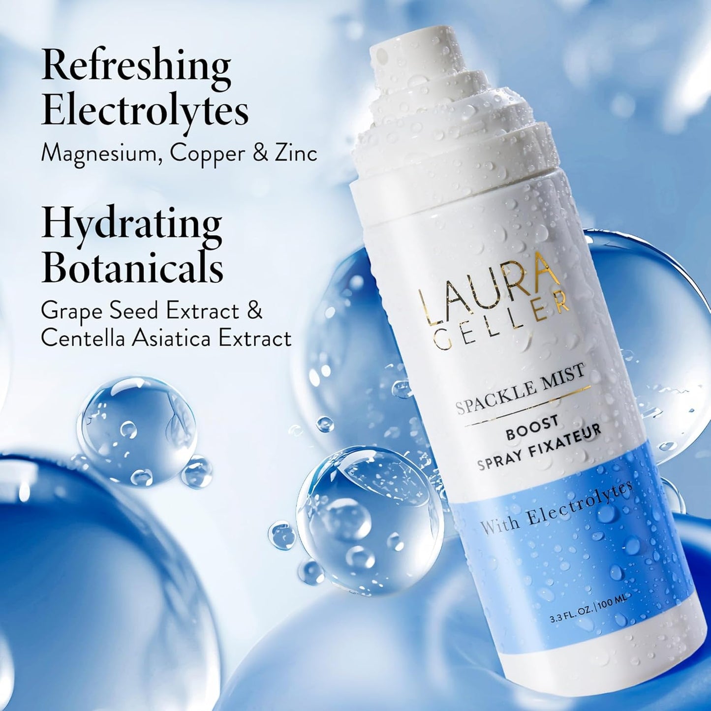 Laura Geller Spackle Mist Boost Setting Spray – Hydrating Dewy Makeup Mist with Electrolytes & Blue Light Protection, Long-Lasting, 01 Electrolytes