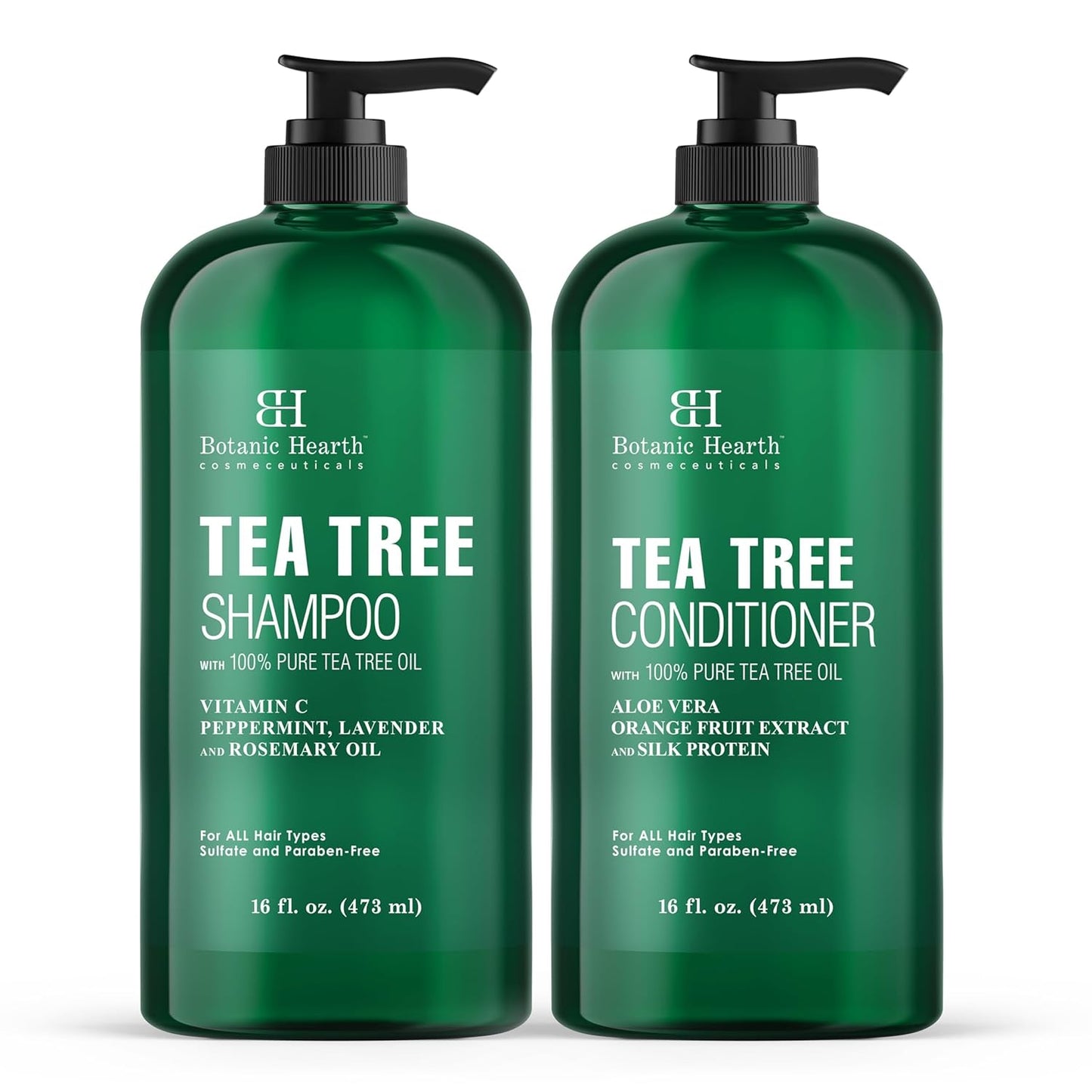 Botanic Hearth Tea Tree Shampoo & Conditioner Set – Sulfate-Free, Itchy & Dry Scalp Relief, Anti-Dandruff & Thickening Hair Care for Men & Women (16 fl oz × 2)