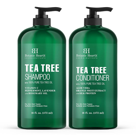Botanic Hearth Tea Tree Shampoo & Conditioner Set – Sulfate-Free, Itchy & Dry Scalp Relief, Anti-Dandruff & Thickening Hair Care for Men & Women (16 fl oz × 2)