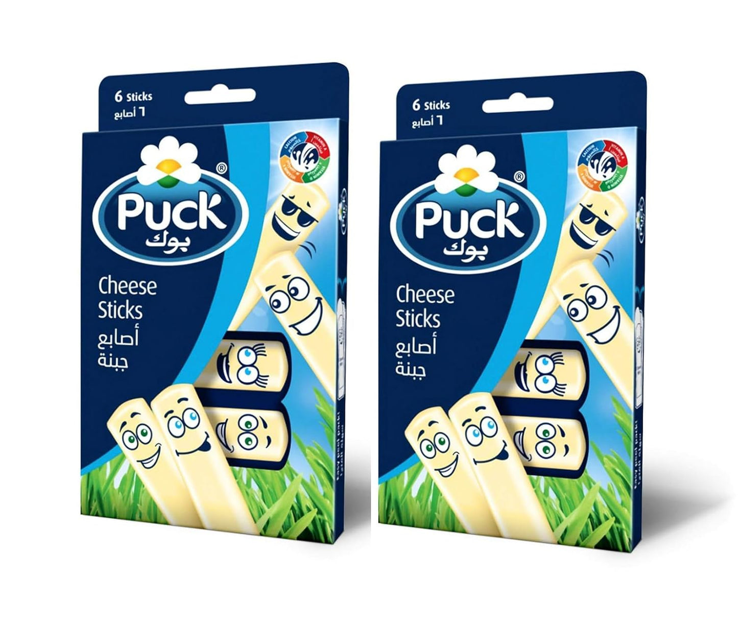 Puck Cheese Sticks – Creamy & Smooth Snack Cheese | 6 Individually Wrapped Portions, 108g (Pack of 2, Imported)