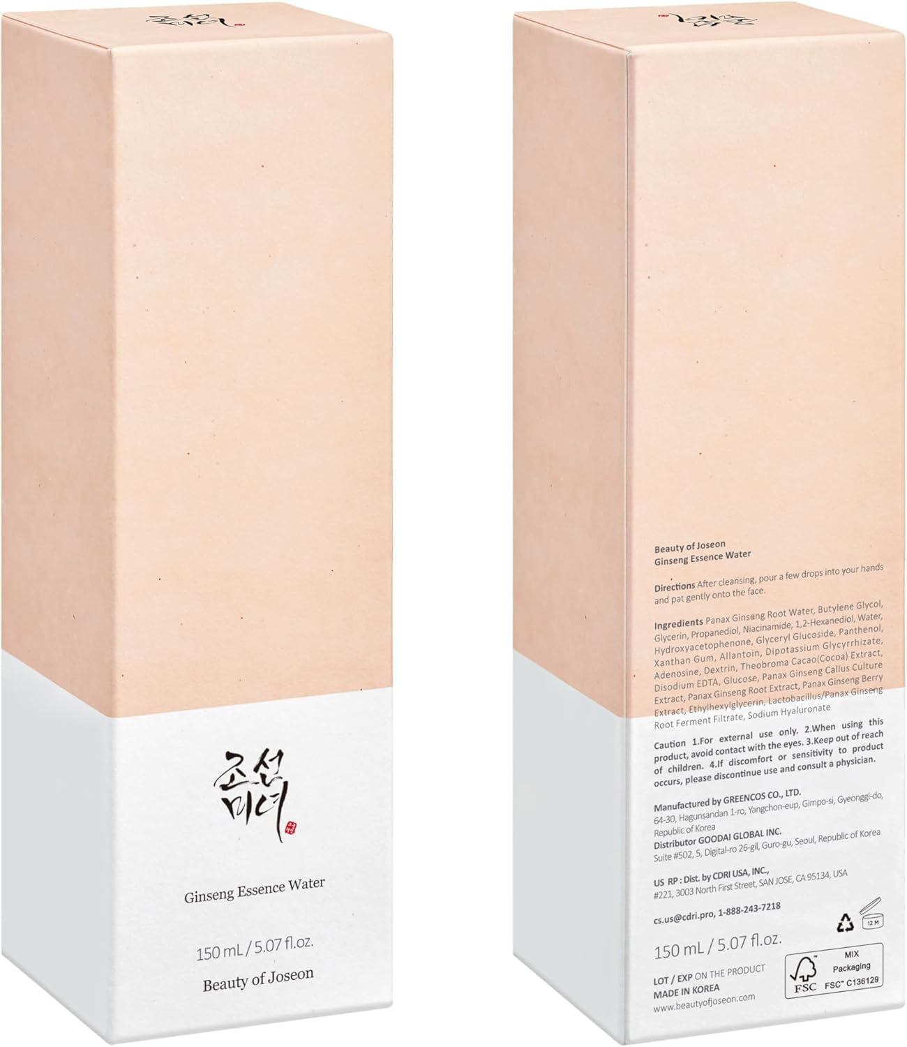 Beauty of Joseon Ginseng Essence Water – Hydrating Korean Face Toner with 80% Ginseng & Niacinamide for Moisture, Radiance & Skin Balance (150ml / 5 fl.oz)