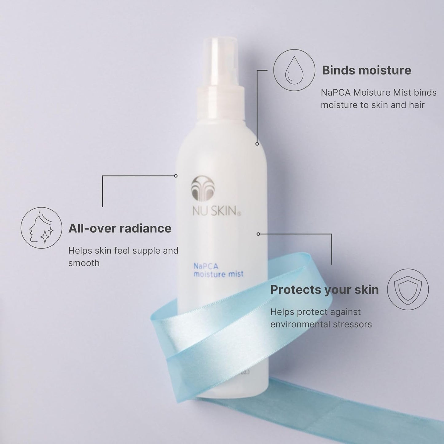 Nu Skin NaPCA Moisture Mist – Hydrating Face, Body & Hair Spray with Hyaluronic Acid & Sodium PCA (8oz, 2 Pack)