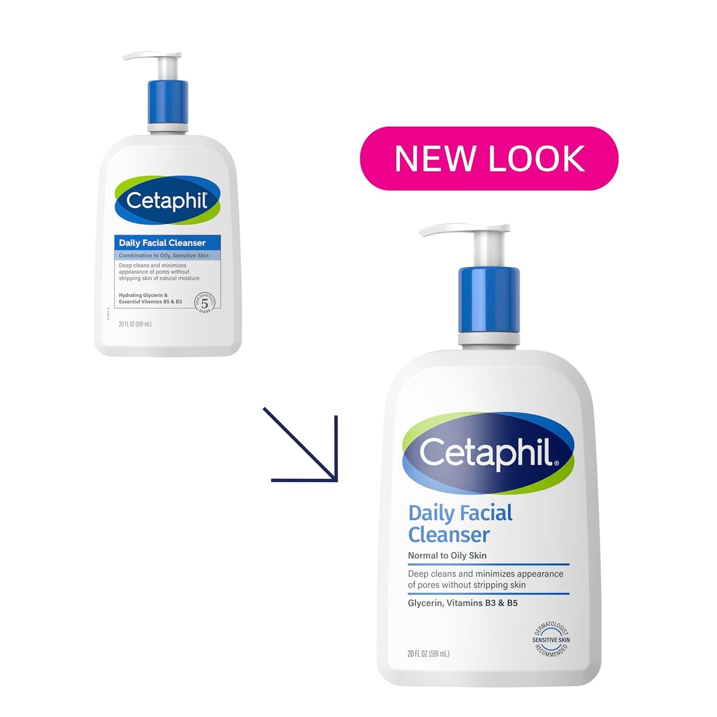 Cetaphil Daily Facial Cleanser for Sensitive & Oily Skin – 20 oz, Gentle & Soap-Free