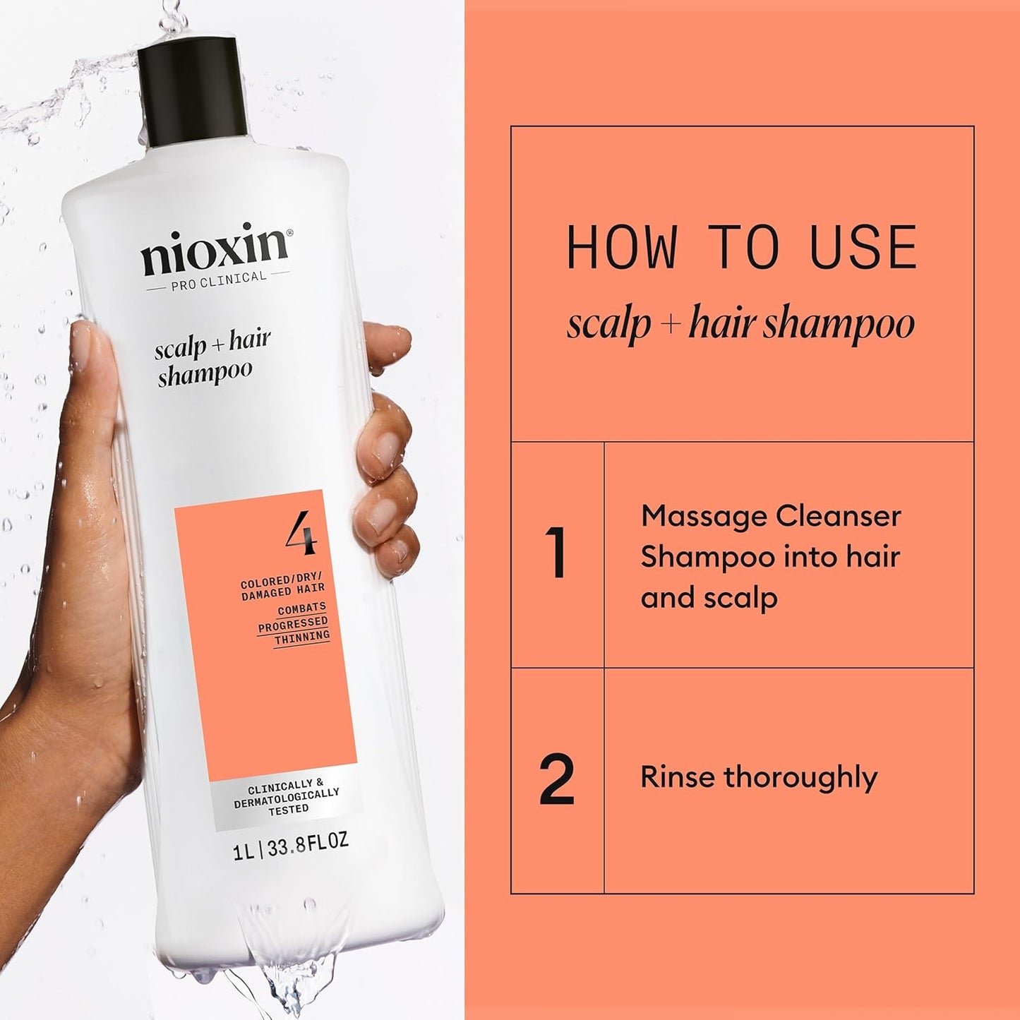 Nioxin Shampoo & Conditioner Liter Duo Set with Pumps | Strengthen, Nourish & Boost Hair Density for Thinning, Colored & Damaged Hair (Systems 1-4)