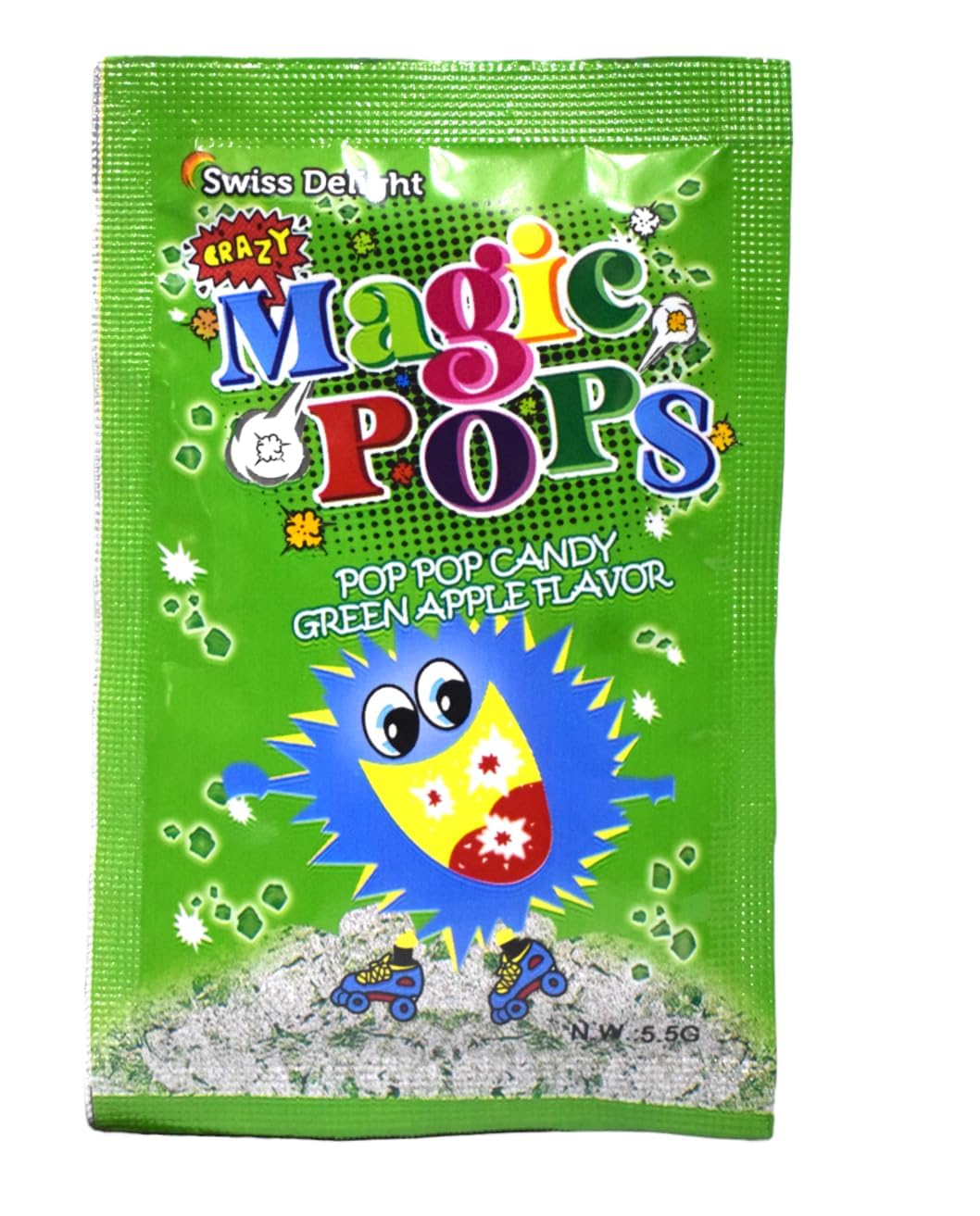 Geef Magic Pops Popping Candy – Green Apple Flavour, Crackling Fizzy Fun (40 x 5.5g Sachets, Imported)