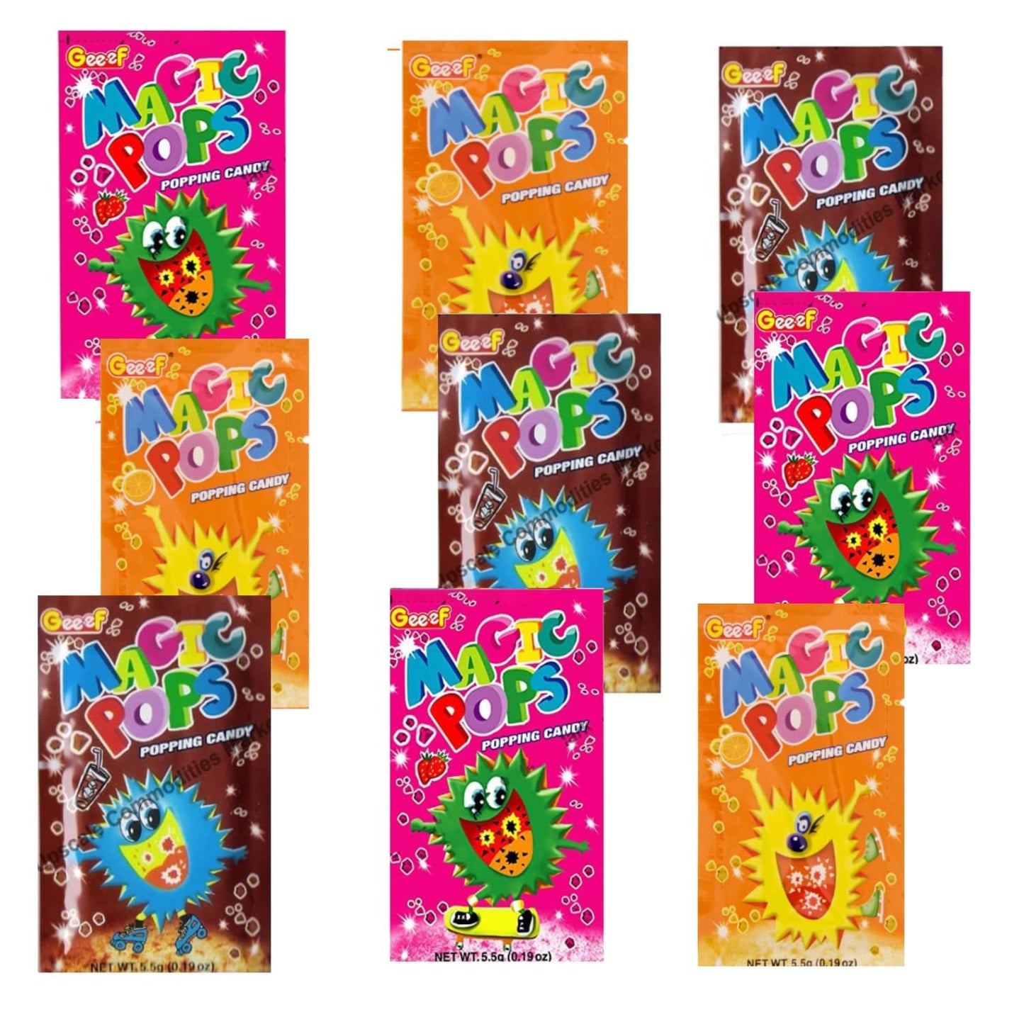 Magic Pops Assorted Popping Candy 100g | Pack of 9 Sachets | Cola, Strawberry & Orange Flavours | Fun Crackling Candy for Parties