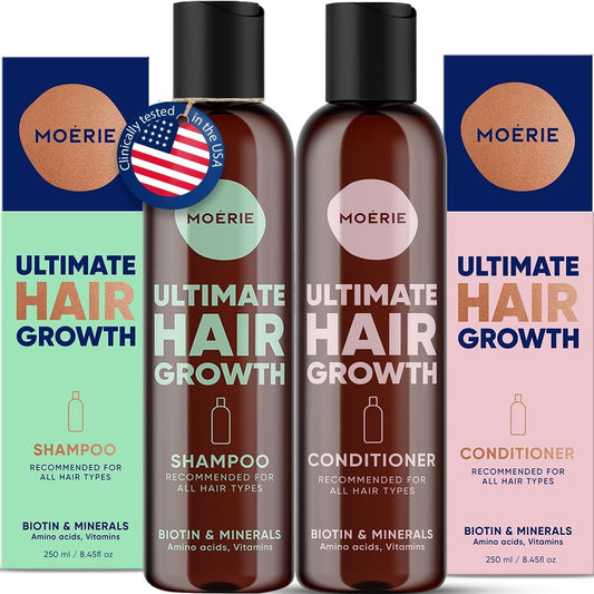 Moerie Volumizing Shampoo & Conditioner Set – Natural Hair Thickening for Hair Loss with 100+ Active Nutrients – Sulfate-Free, 2 x 8.45 fl oz