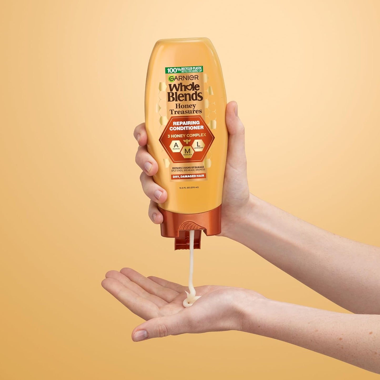 Garnier Whole Blends Honey Treasures Shampoo & Conditioner Set – Repairing Formula with Honey, Propolis & Royal Jelly for Dry, Damaged Hair, 22 fl oz x 2