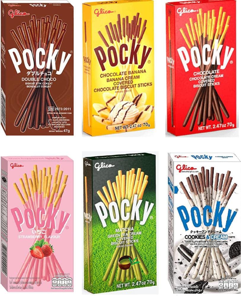 Pocky Stick Variety Pack – 6 Flavours (70g Each) | Chocolate, Banana, Matcha, Strawberry, Cookies & Cream (Imported)