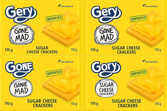 Gery Gone Mad Cheese Crackers – Sweet & Savory Biscuits, 110g x 4 Packs (Imported)