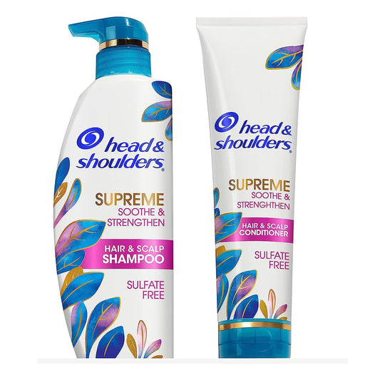 Head & Shoulders Supreme Sulfate-Free Shampoo & Conditioner Set | Dry Scalp & Dandruff Treatment with Argan Oil & Rose Essence, 21.2 fl oz (2-Pack)