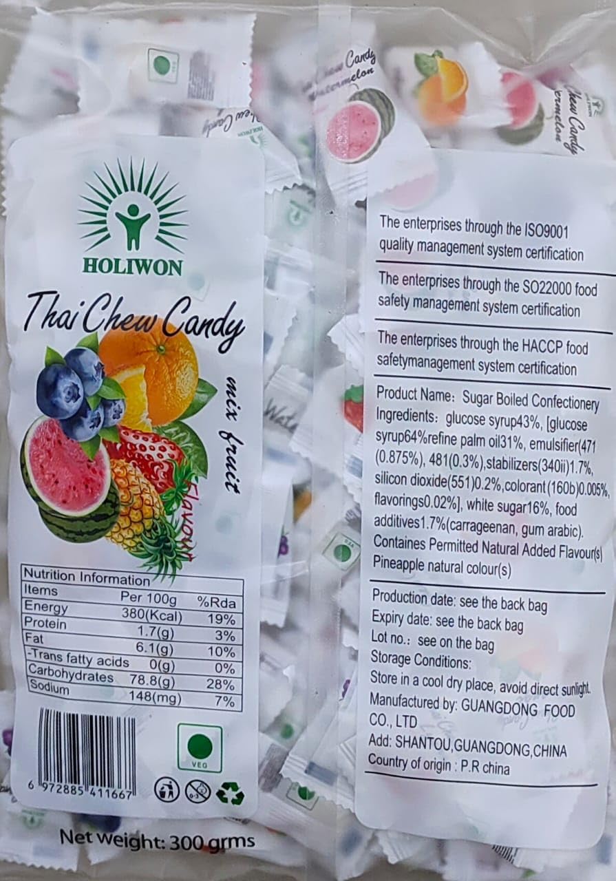 Rovan Holiwon Thai Chew Candy Mix – Soft & Fruity Chewy Candies, 300g (Imported)