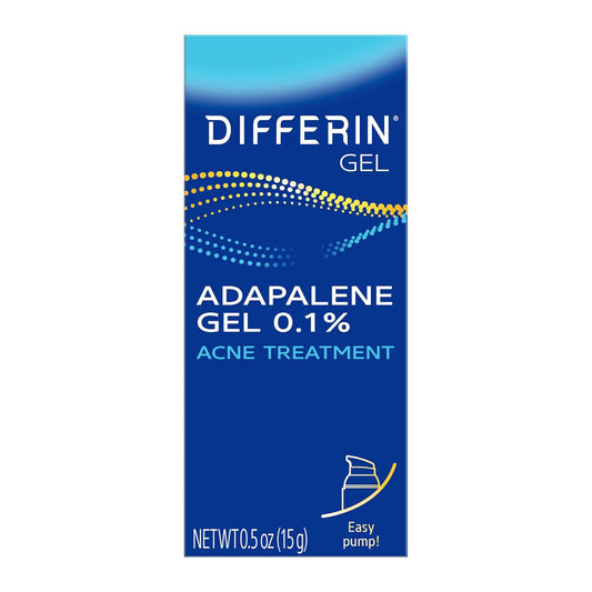Differin Acne Treatment Gel 0.1% Adapalene – 30 Day Retinoid Face Care for Sensitive, Acne-Prone Skin – 15g Pump