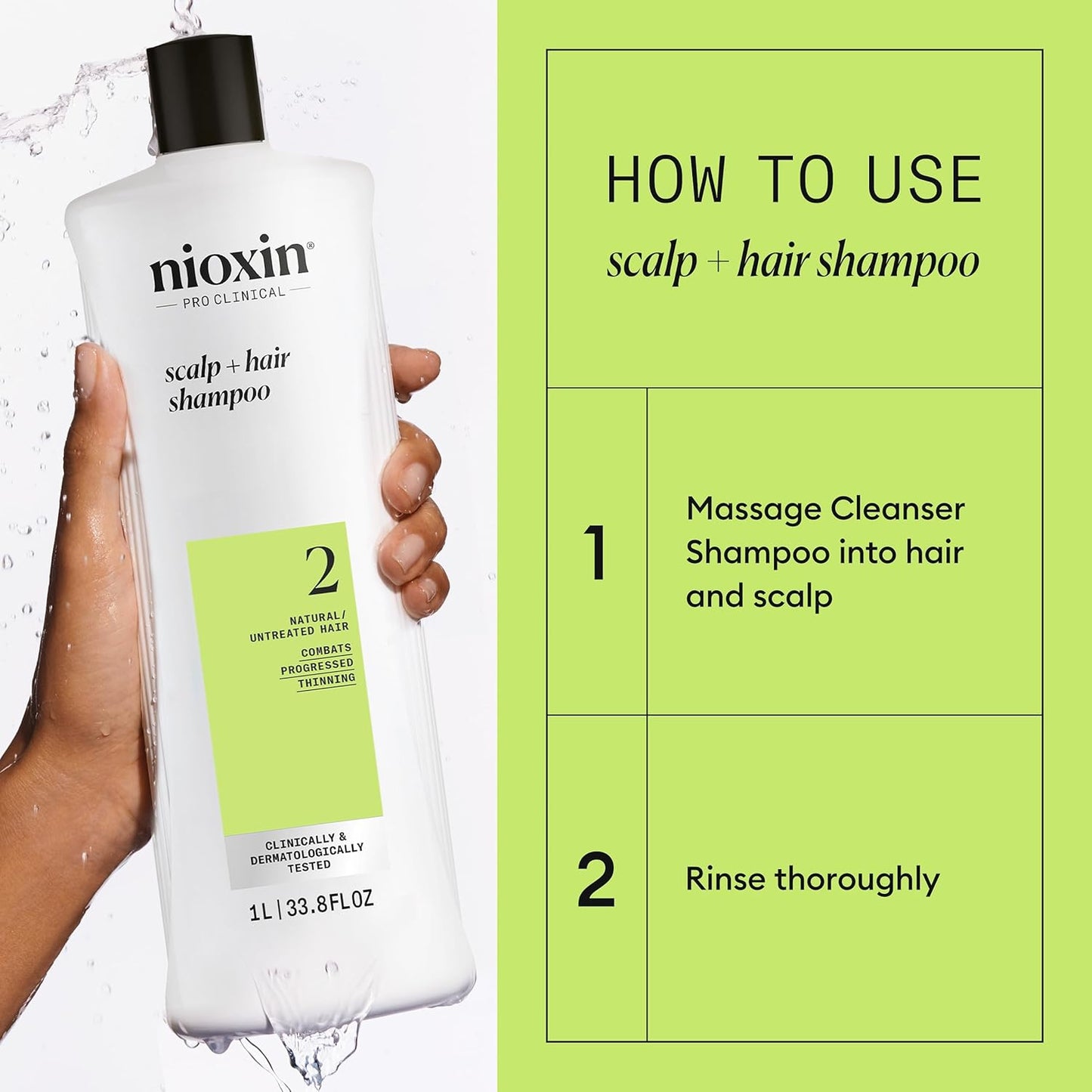 Nioxin Shampoo & Conditioner Liter Duo Set with Pumps – Strengthen & Boost Hair Density for Thinning Hair (Systems 1-4)