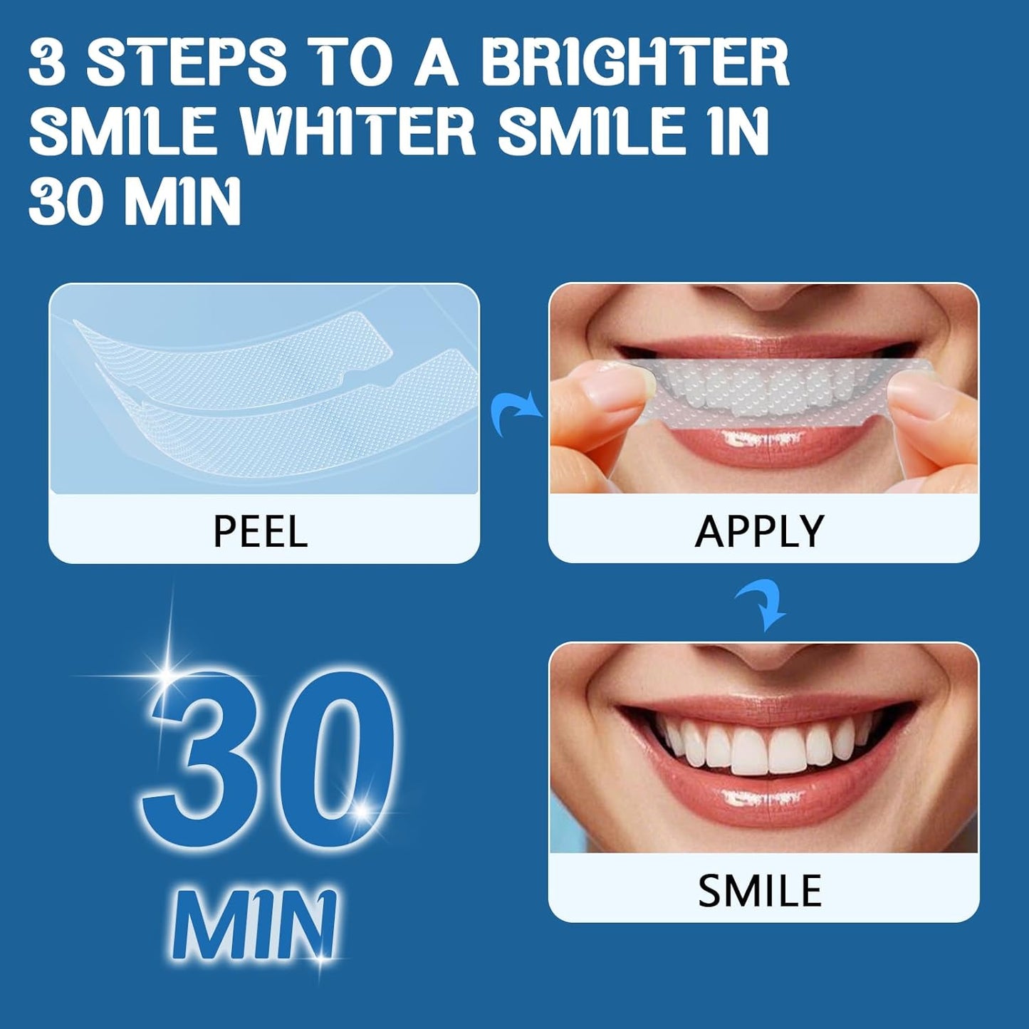 Teeth Whitening Strips – 14-Day Kit, Enamel-Safe, No-Slip, Sensitive Teeth, Deep Stain Removal (28 Strips)