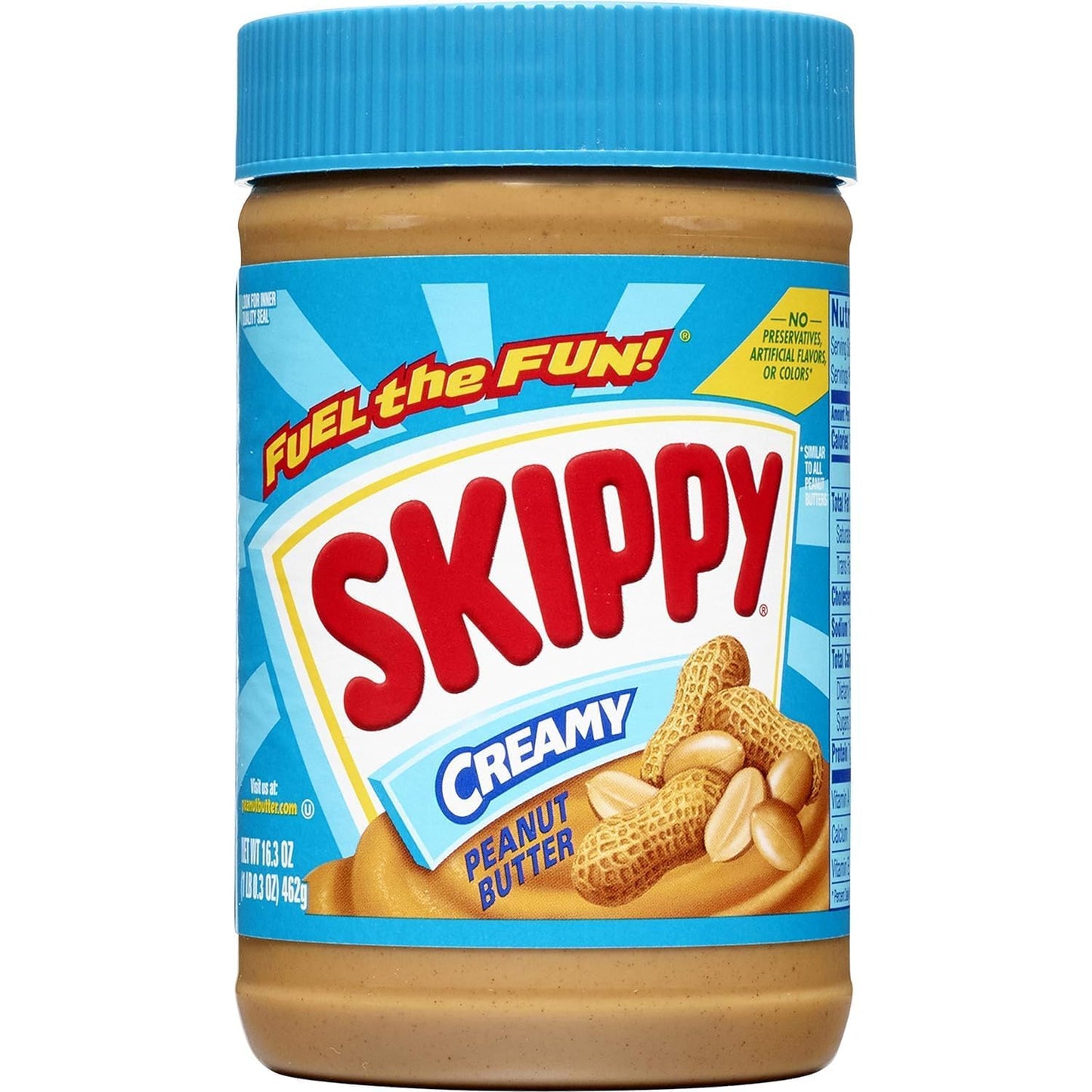 Skippy’s Creamy Peanut Butter Spread – Smooth, Protein-Rich, Preservative-Free, and Delicious 462g Jar (Imported from USA)