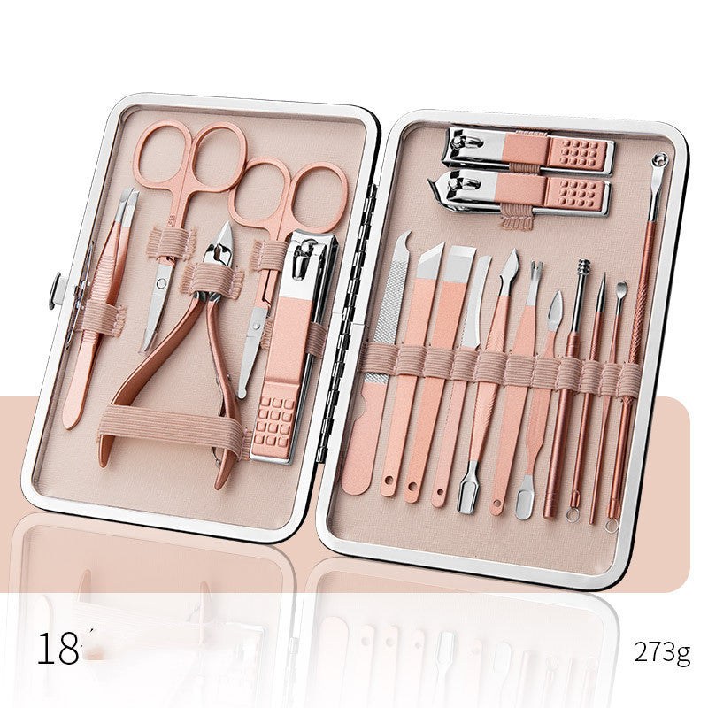 LuxuryGlow Professional Stainless Steel Manicure & Pedicure Set with Leather Case