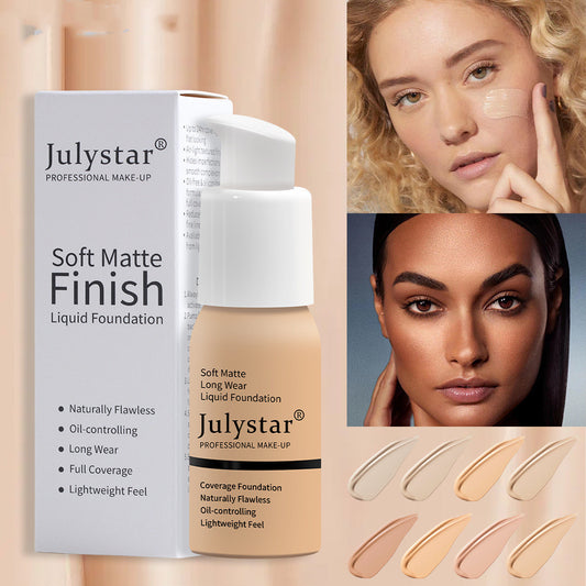 Base de maquillaje líquida resistente al agua Julystar: corrector de larga duración para todo tipo de piel