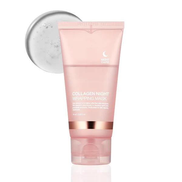 قناع تغليف ليلي بالكولاجين من LuxuryGlow - قناع لشد البشرة وترطيبها ومضاد للتجاعيد