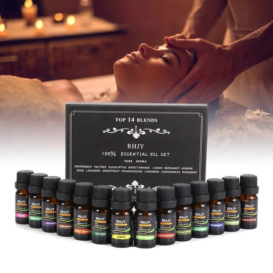 Difusor de aceites esenciales RHJY: 14 aceites de aromaterapia para relajación y alivio del estrés