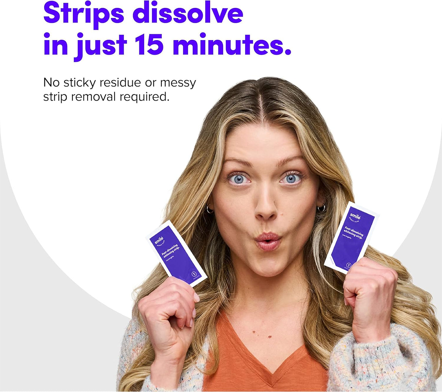 SmileDirectClub Fast Dissolving Teeth Whitening Strips – 18 Enamel-Safe Strips with Professional Hydrogen Peroxide, 2X Faster Results for Sensitive Teeth