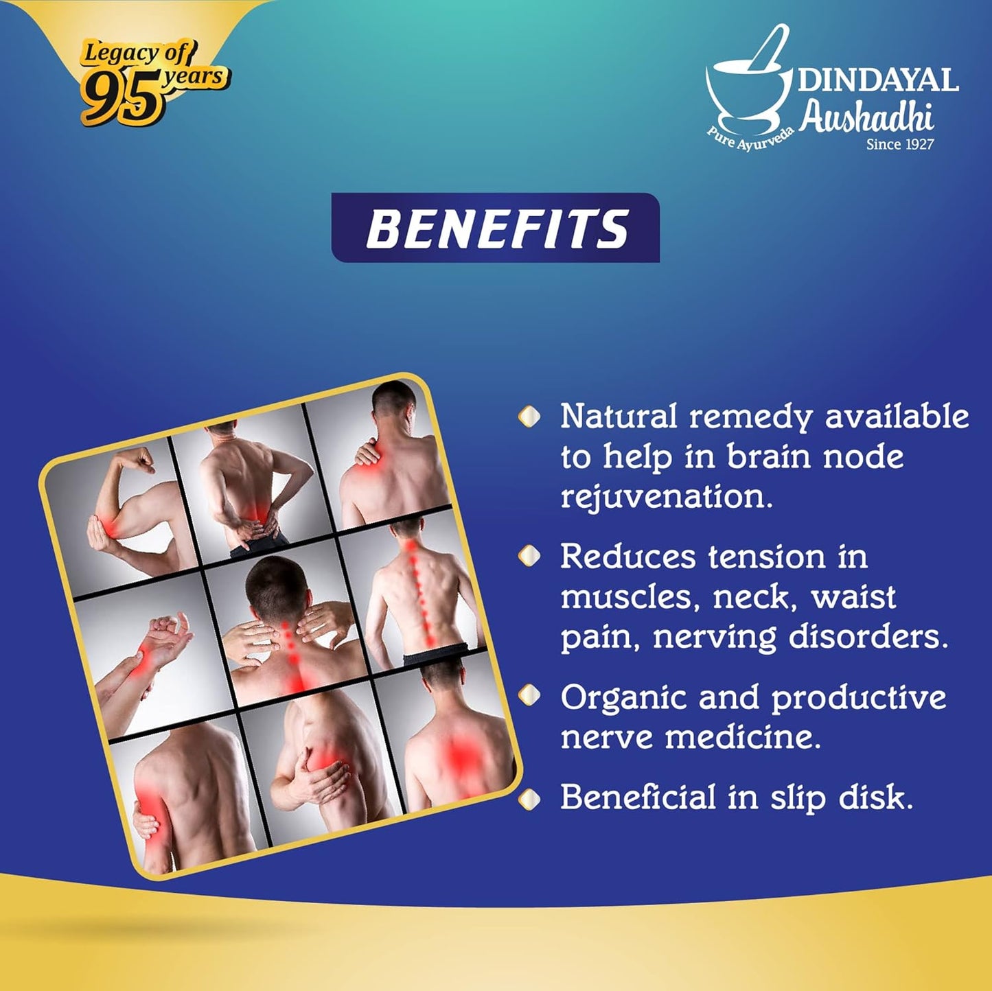 Dindayal Nervcare Tablets (30) | Ayurvedic Nerve & Brain Health Supplement | Relieves Back, Neck & Spine Discomfort