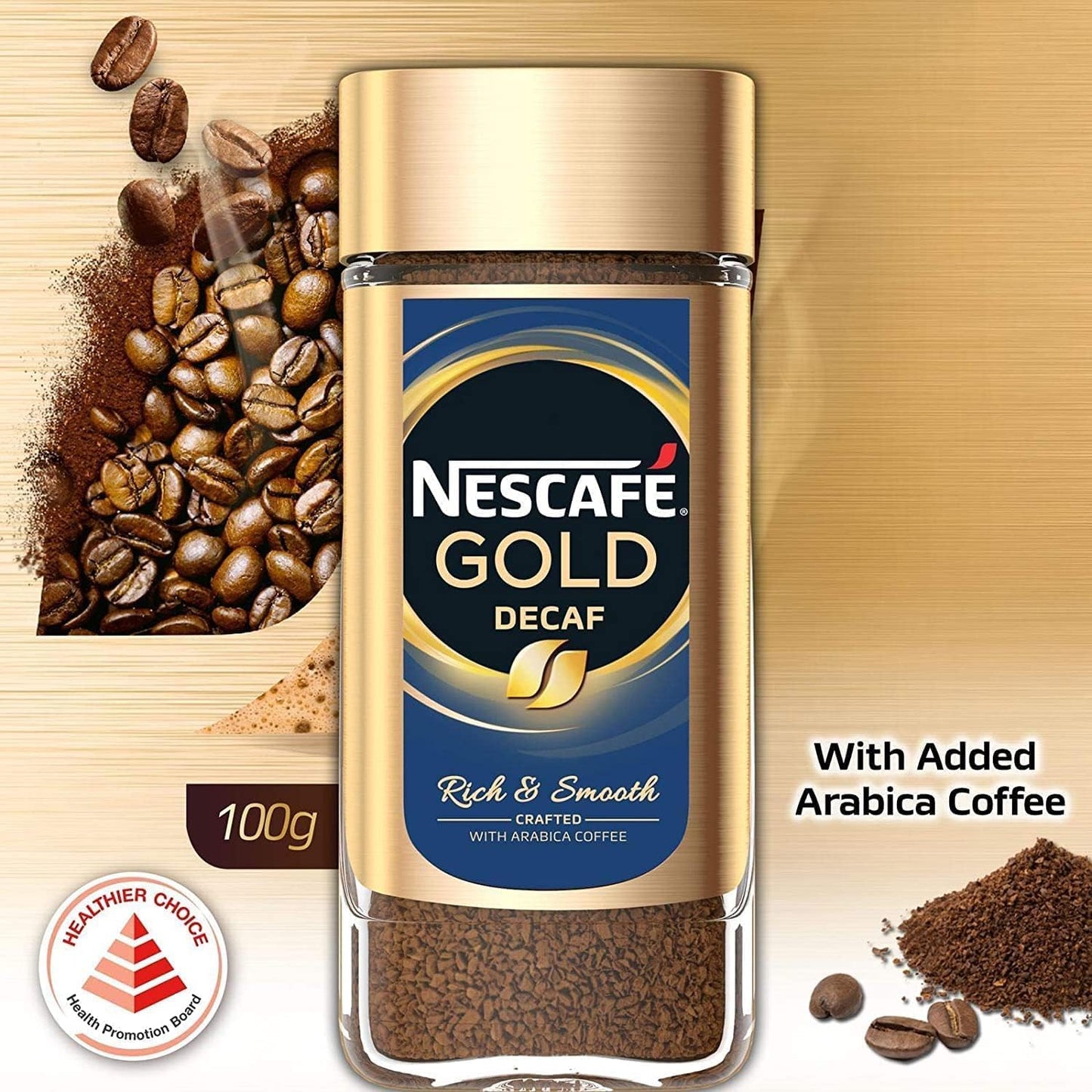 Nestle Nescafe Gold Blend Decaff Ground Coffee Glass Bottle Rich Aroma & Smooth Taste, 3.35 Oz ? 95 G