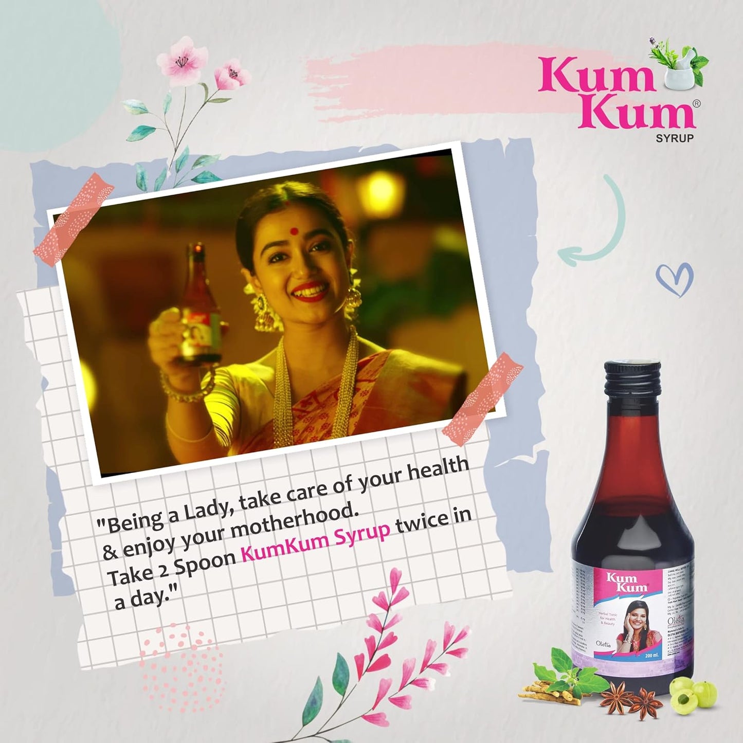 Kum Kum Syrup – Ayurvedic Tonic for Women’s Uterine Health, Hormonal Balance & Beauty (200ml)