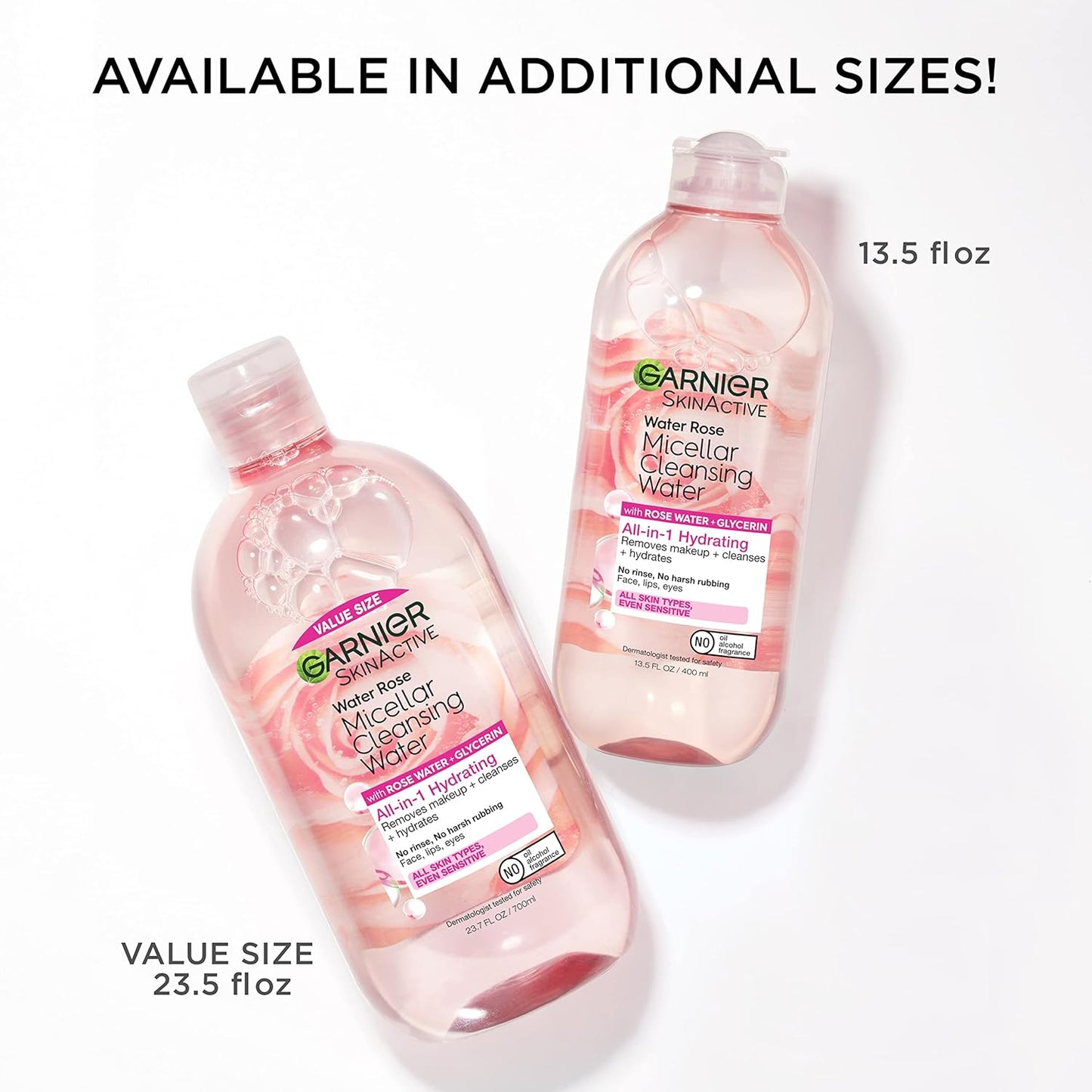 Garnier Micellar Water with Rose Water & Glycerin – Hydrating Makeup Remover & Cleanser for All Skin Types, Vegan & Cruelty-Free (13.5 fl oz, Pack of 2)