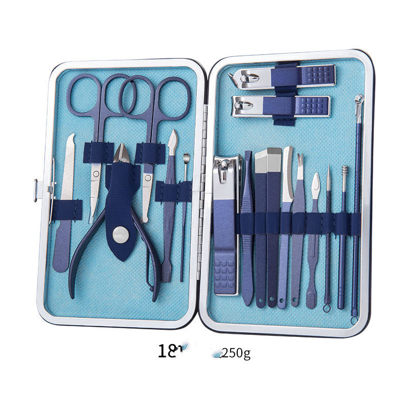 LuxuryGlow Professional Stainless Steel Manicure & Pedicure Set with Leather Case