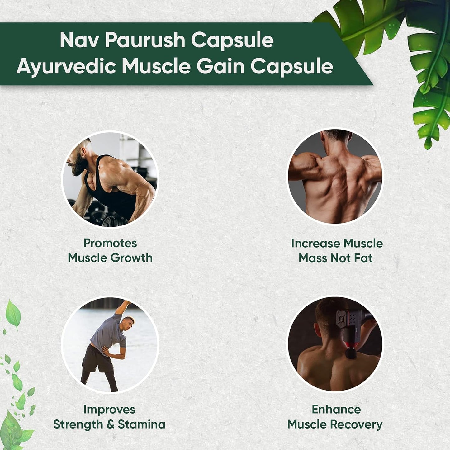 Ambic Nav Paurush Capsules – Pack of 2 (60 Each) | Ayurvedic Weight Gain & Muscle Growth Supplement
