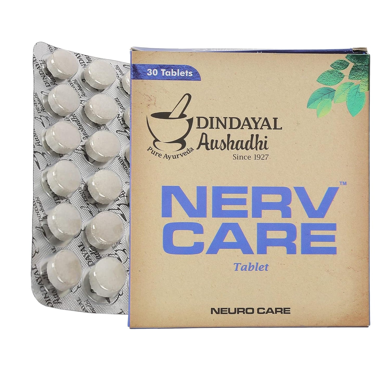 Dindayal Nervcare Tablets (30) | Ayurvedic Nerve & Brain Health Supplement | Relieves Back, Neck & Spine Discomfort