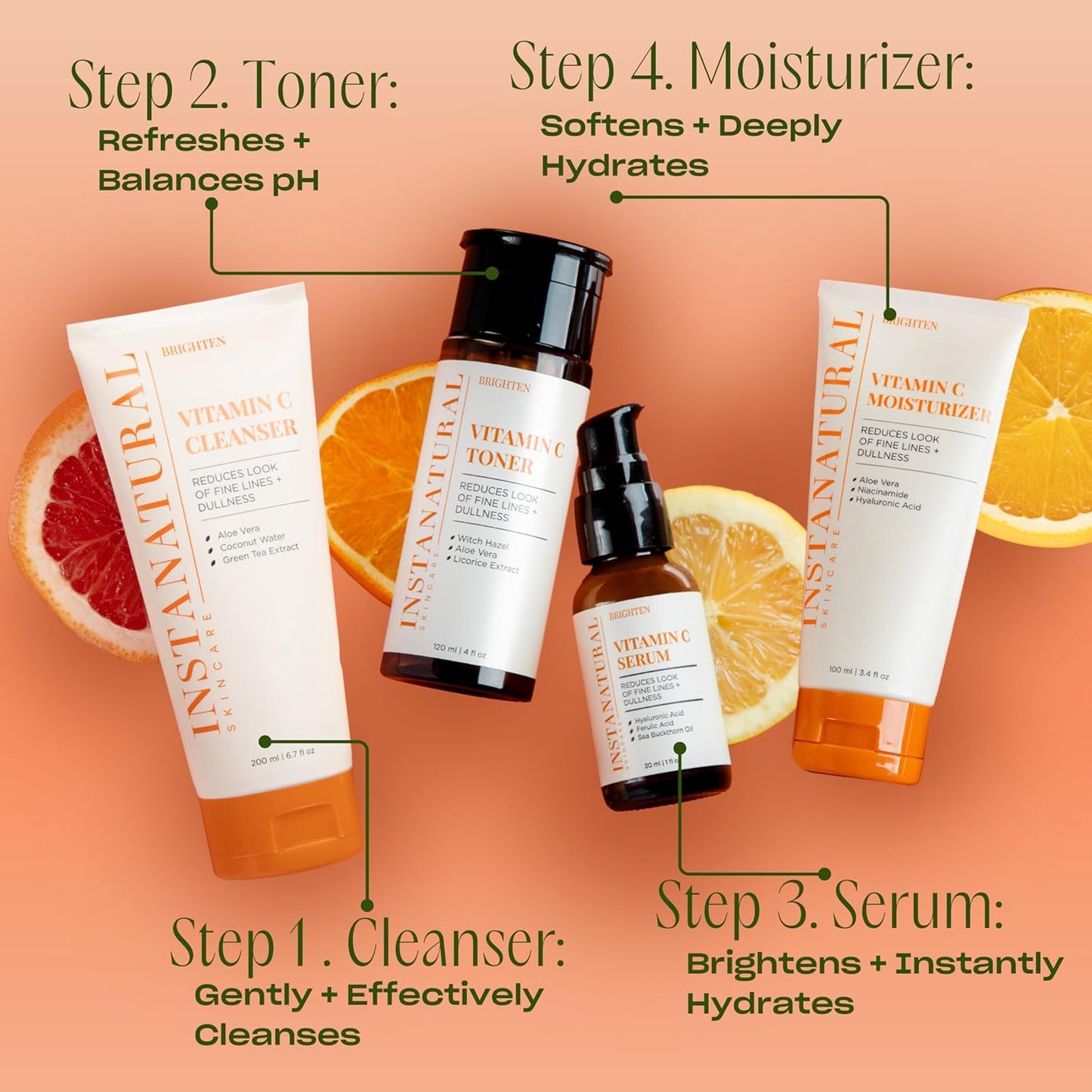 InstaNatural Vitamin C Face Toner – Brightening & Anti-Aging Toner with Witch Hazel, Lavender & Geranium Oils – Balances pH, Reduces Fine Lines & Wrinkles – 4 fl oz