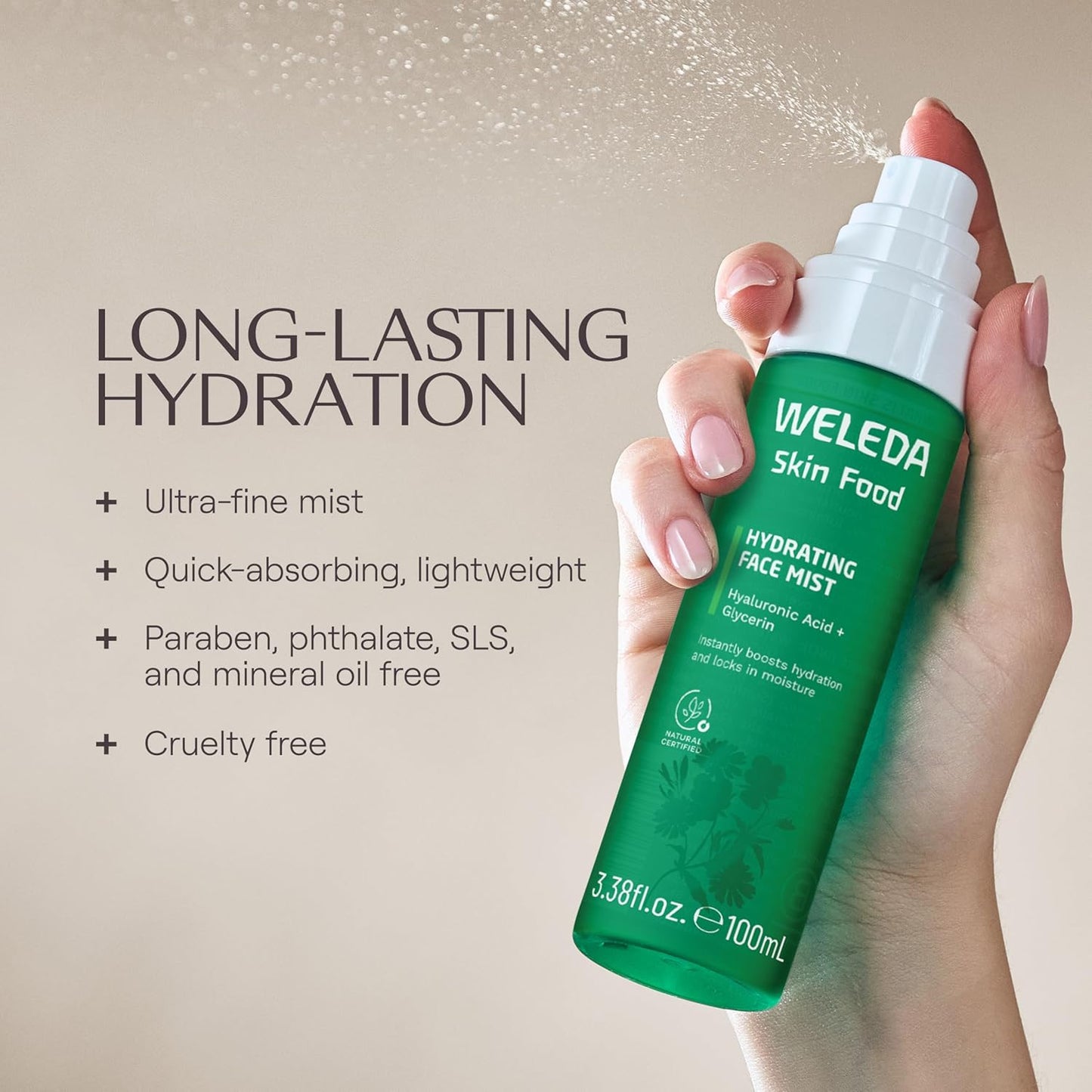 Weleda Skin Food Hydrating Facial Mist – Hyaluronic Acid & Botanical Blend for Instant Moisture, Radiance & Dewy Glow – 3.38 fl oz