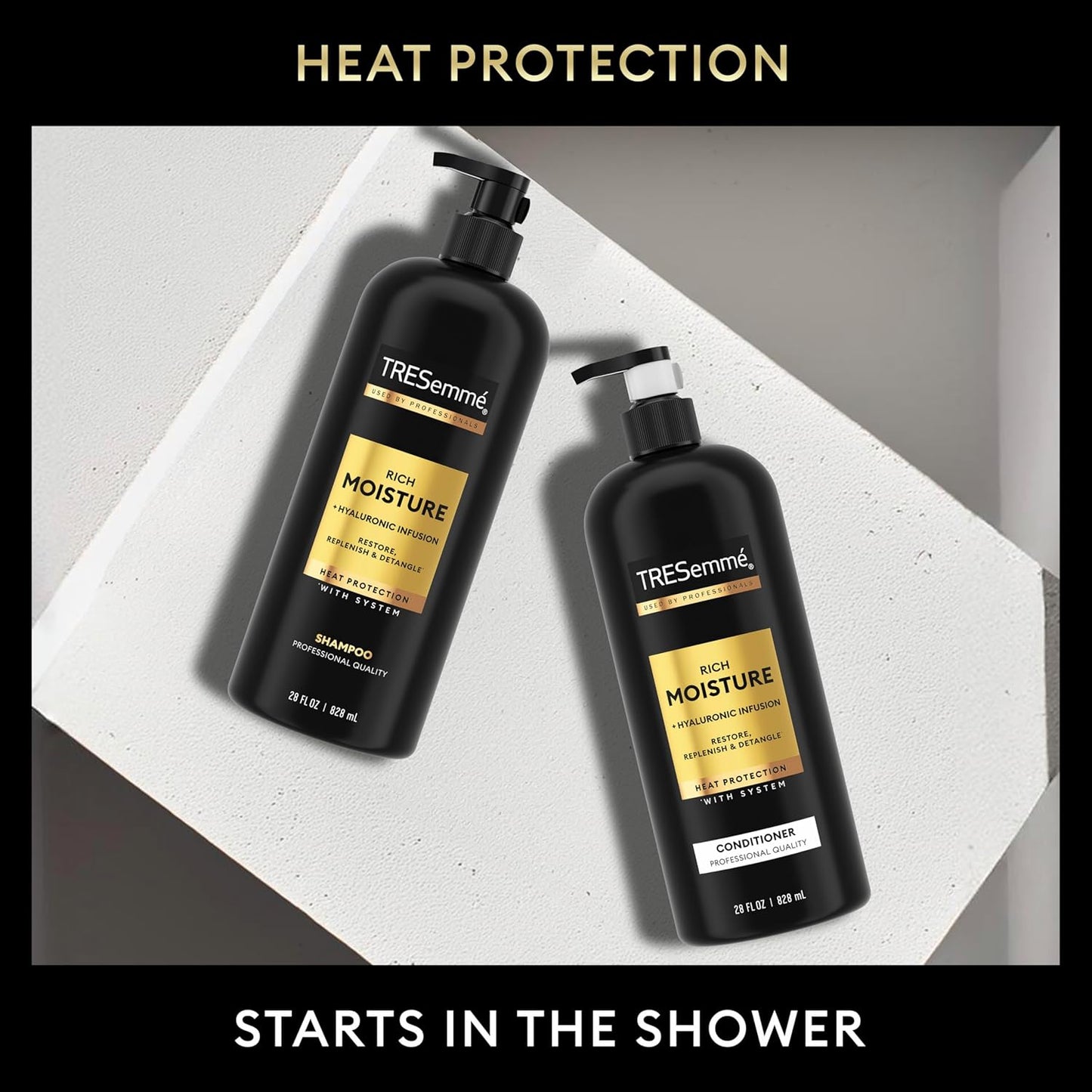 TRESemmé Rich Moisture Shampoo & Conditioner Set – Hydrating Formula with Vitamin E & Biotin, Paraben-Free, Professional Quality for Dry Hair (2-Pack, 28 oz Each)