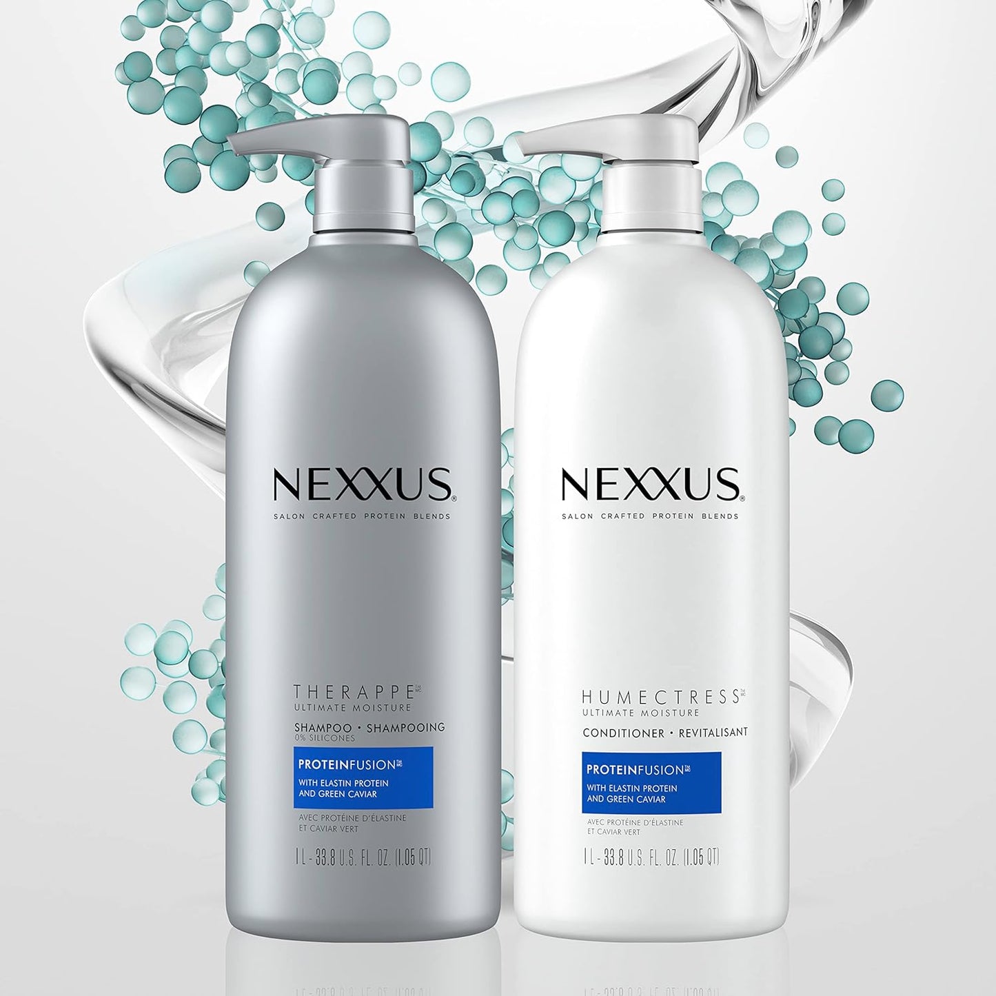 Nexxus Therappe Moisturizing Shampoo | Ultimate Moisture for Dry Hair | Silicone-Free with ProteinFusion, Elastin Protein & Green Caviar | 33.8 oz