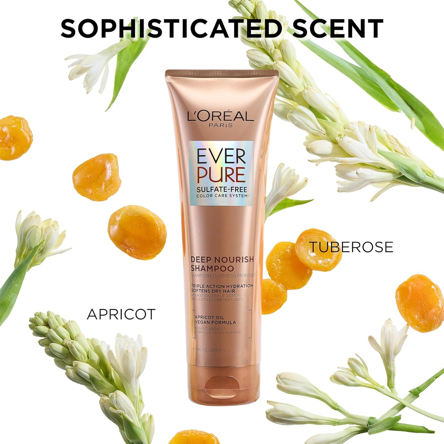 L’Oreal Paris EverPure Sulfate-Free Shampoo & Conditioner Set – Hydrating Apricot Oil for Dry, Damaged & Color-Treated Hair – 8.5 oz Each, 2 Pack