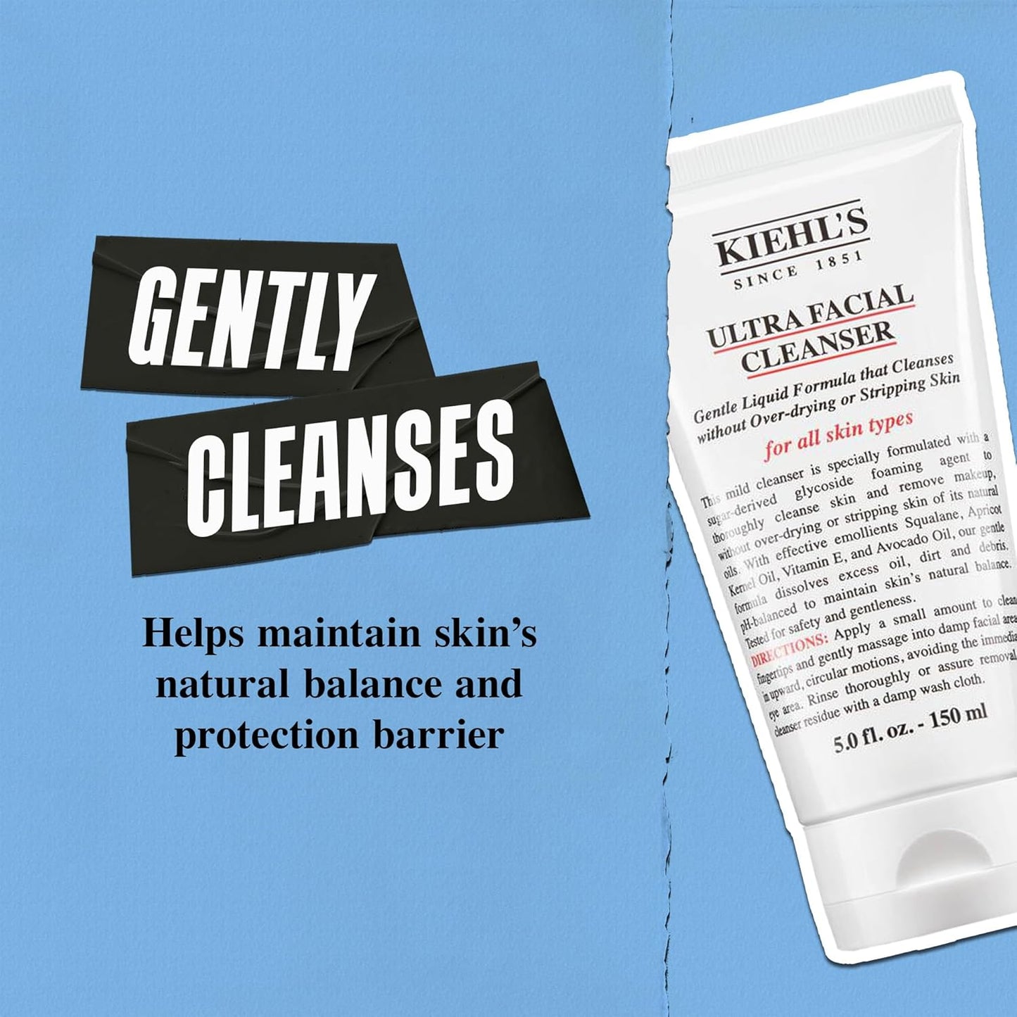Kiehl's Ultra Facial Cleanser – Gentle Foamy Face Wash for All Skin Types, 5 Oz