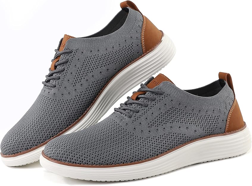 VILOCY Men’s Casual Dress Sneakers | Breathable Knit Business Shoes