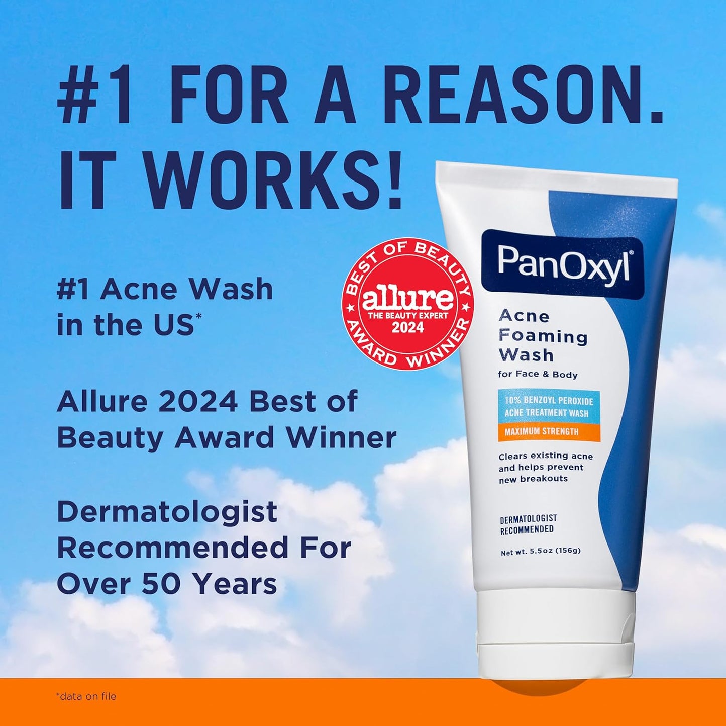 PanOxyl 10% Benzoyl Peroxide Acne Foaming Wash – Maximum Strength Antimicrobial Cleanser, 5.5 Oz