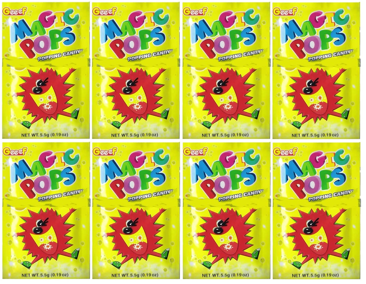 Geef Magic Pops Tangy Lemon Popping Candy – 40 Sachets (5.5g Each) | Fun Fizzy Crackling Candy for Kids & Parties (Imported, Vegetarian)