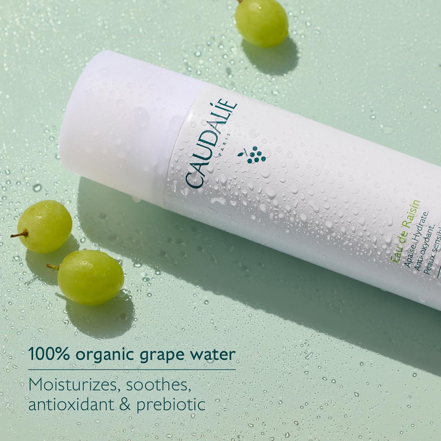 Caudalie Grape Water Face Mist – Natural Vegan Hydrating & Soothing Spray for Sensitive Skin – Antioxidant Protection, Plant-Based Formula, 6.7 fl oz