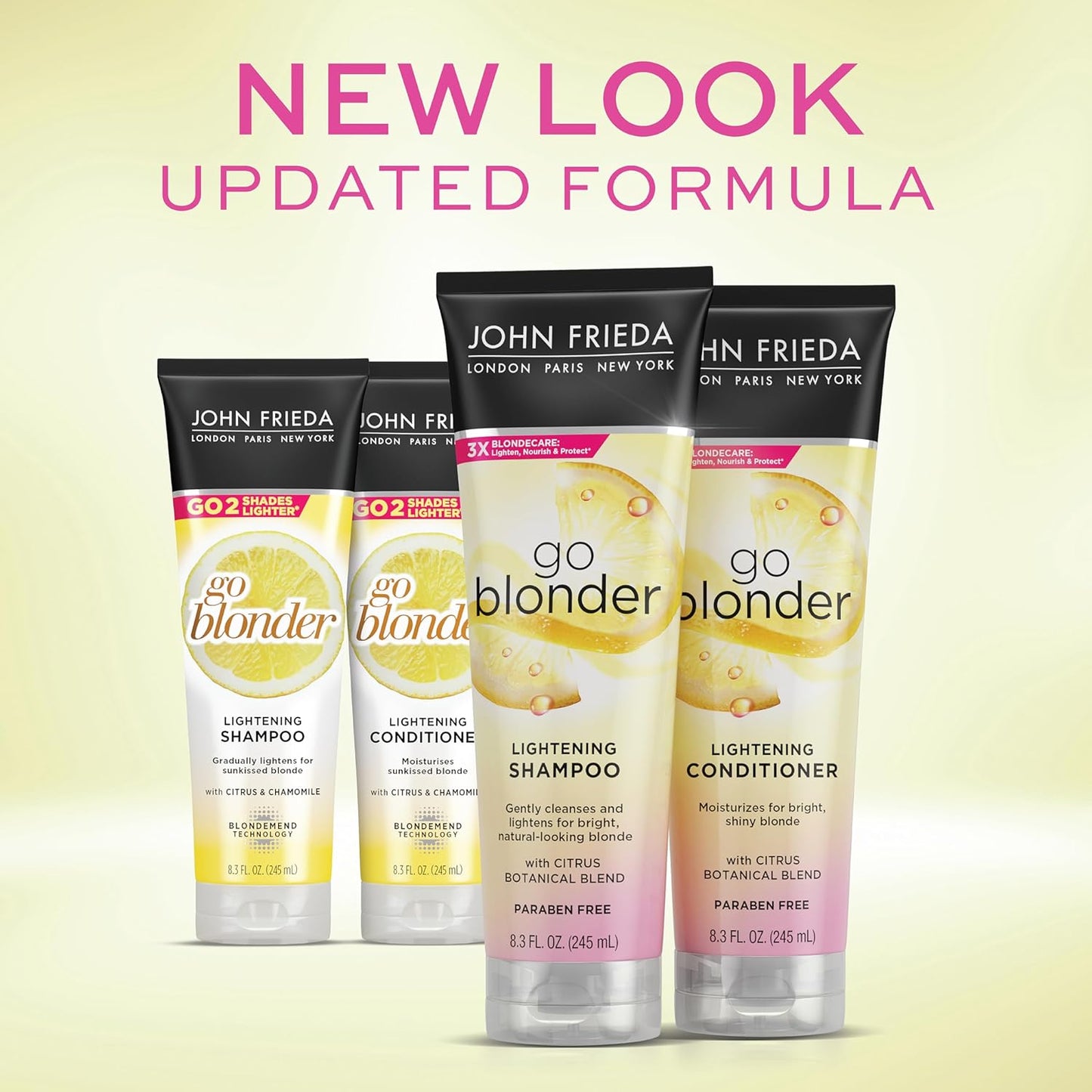 John Frieda Sheer Blonde Go Blonder Shampoo & Conditioner Set – Gradually Lightens Blonde Hair, Citrus & Chamomile Formula, Paraben-Free, 8.3oz x 2