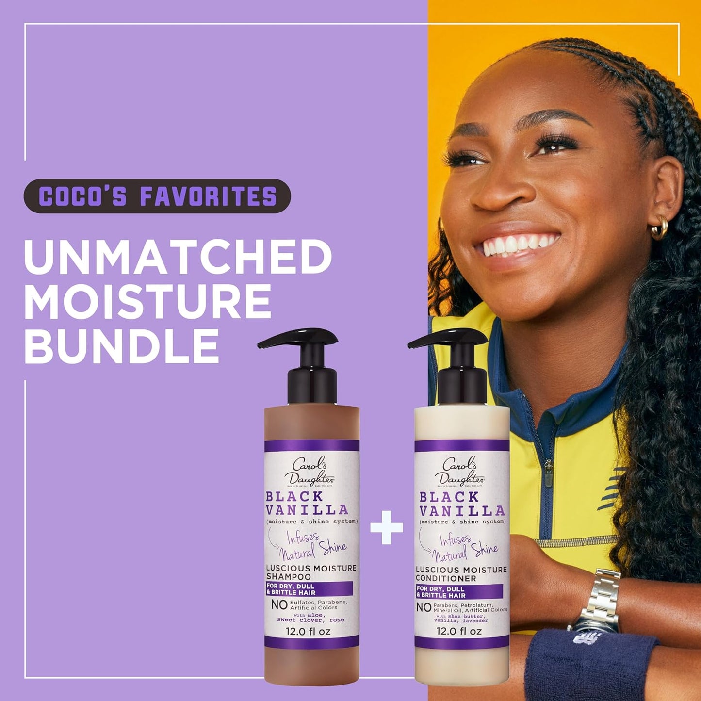 Carol's Daughter Black Vanilla Sulfate-Free Shampoo & Conditioner Set | Moisturizing Care for Curly, Wavy & Natural Hair | Restores Shine & Softness | 1 Kit